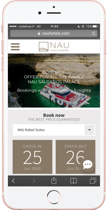 NAU hotels mobile device